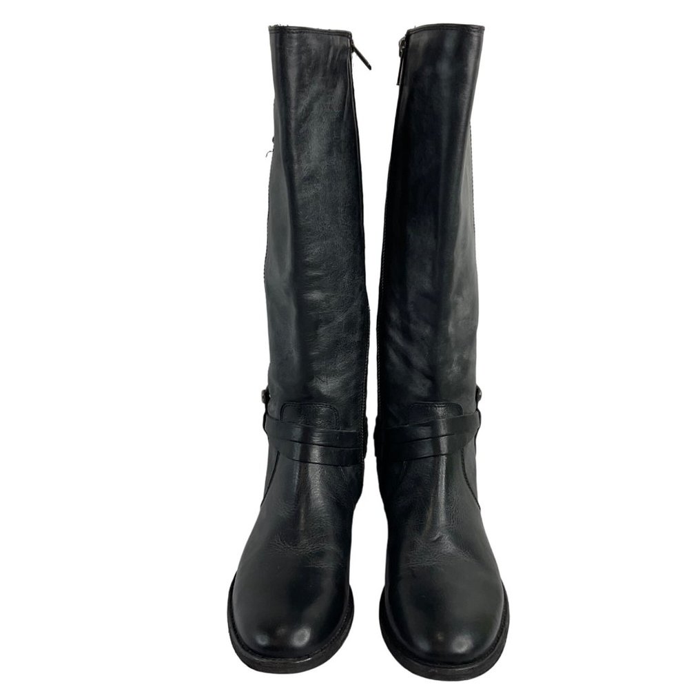 Frye Boots Womens Size 7 Black Melissa Belted Tall Boot Leather Luxury $400 New - Picture 3 of 15